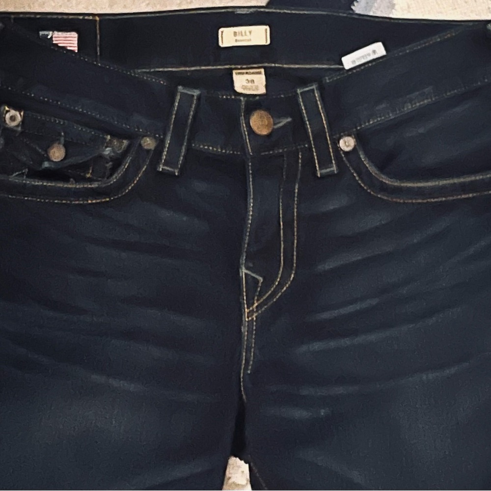 True Religion Billy Bootcut with Flaps Cotton Dark Wash Jeans Sz 30 35”Wx31” - Picture 4 of 12